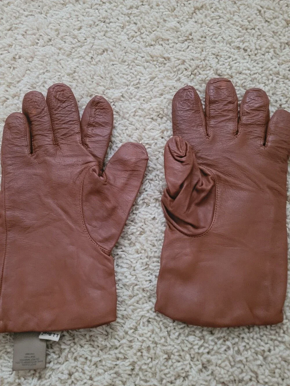 L.L. Bean Womens Brown Sheepskin Leather Gloves M Wool Cashmere Lined